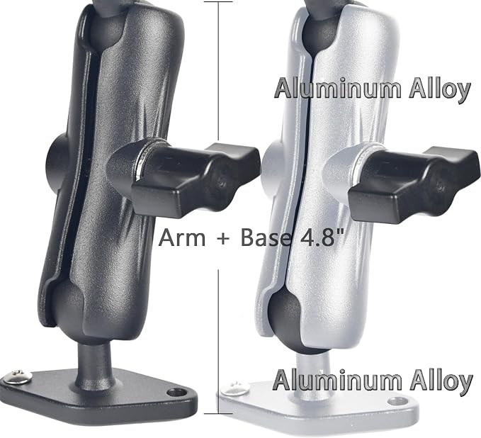 1" Ball Phone Mount – Aluminum Alloy Arm & Base, Double Ball Joint, 360° Adjustable, Screw-Mounted Base, Fits RAM B Size System – Universal Holder for Car, Truck, Van, Desk, Wall, Dashboard