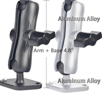 1" Ball Phone Mount – Aluminum Alloy Arm & Base, Double Ball Joint, 360° Adjustable, Screw-Mounted Base, Fits RAM B Size System – Universal Holder for Car, Truck, Van, Desk, Wall, Dashboard