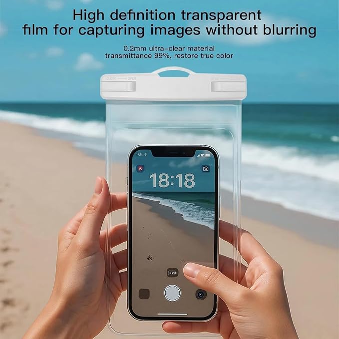 1/2 Pack Waterproof Phone Pouch Compatible with iPhone 17 16 15 Pro Max & Galaxy S24+/S23 7in Waterproof Phone Case, IPX8 Beach Travel Must Haves, Beach Essentials, Snowy White, 1 Pack