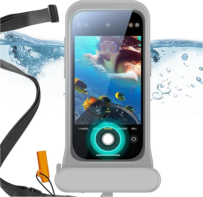 ESR Waterproof Phone Pouch for iPhone 13 Pro / 14 Pro / 15 Pro, Underwater Touch Sensitivity, IPX8 Floating Waterproof Cellphone Case with Lanyard, Dry Bag for Snorkeling, Titanium