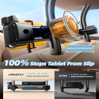 Foldable Car Headrest Mount - Universal Tablet Holder for 5.1-15.6" Phones & Tablets, iPad, Samsung, Switch | Compact Backseat Stand for Kids Long Drive Travel Essentials