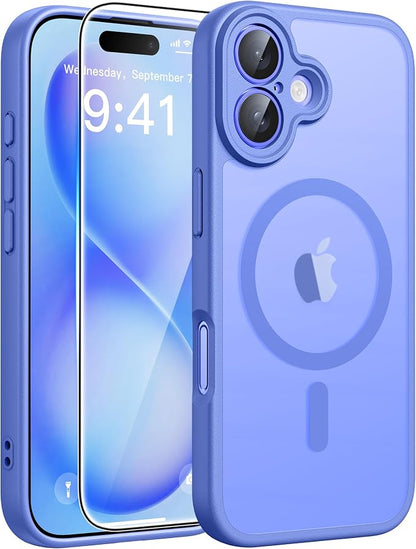 FNTCASE for iPhone 16 Plus Case: [Compatible with Magsafe] Integrated Silicone Phone Cases with [Full Camera Protection] [Screen Protector] Military Grade Shockproof Protective Cover - Ultramarine