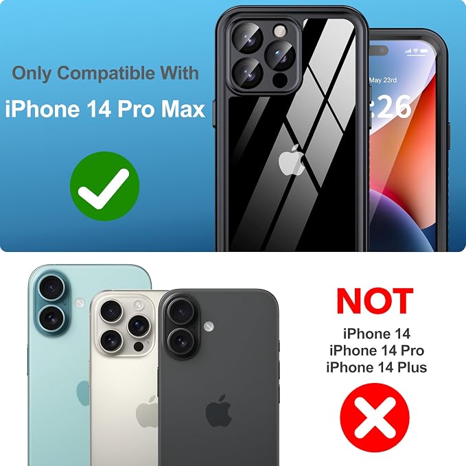 ANTSHARE for iPhone 14 Pro Max Case, with [Built-in Privacy Screen Protector] [IP 68 Waterproof], Anti-Peeping Adsorption Full Body Double Protective Case for iPhone 14 Pro Max, Black