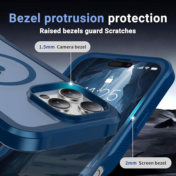 jaroco Magnetic for iPhone 16 Pro Case, [Compatible with MagSafe][Military Grade Drop Protection][Heavy Duty Protection][Non-Slip][Shockproof] 2-Layer Durable Bumper Phone Case 6.3''-Deep Blue