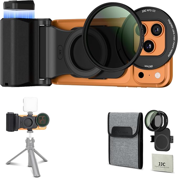 Upgraded 67mm CPL Filter Mount Kit with Magnetic Phone Camera Grip & Storage Pouch for iPhone 17 Air 16 15 14 Pro Max Accessories,Circular Polarizer Lens Filter Adapter Set w Cold Shoe & 1/4'' Hole
