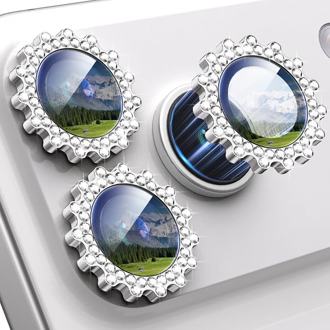 Xfilm for iPhone 17 Pro / 17 Pro Max Camera Lens Protector Gear Bling Diamond, Individual Metal with 9H Hardness, Scratch-Proof Camera Screen Protector, Stylish Accessories, Case Friendly (Silver)