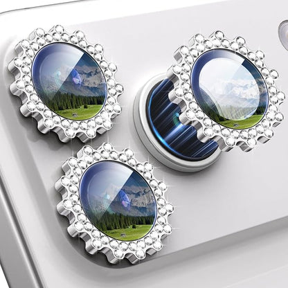Xfilm for iPhone 17 Pro / 17 Pro Max Camera Lens Protector Gear Bling Diamond, Individual Metal with 9H Hardness, Scratch-Proof Camera Screen Protector, Stylish Accessories, Case Friendly (Silver)