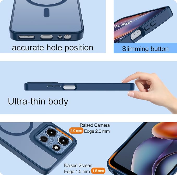 Compatible for Motorola Moto G 2025/2026 Case & Moto G PIay 2026 Case: [Mag-Safe Fit] with 2pc Screen Protector,Matte Translucent Soft-Touch Skin & Full Body for Moto G 5g 2025/2026 & G PIay 2026,Blue