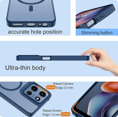 Compatible for Motorola Moto G 2025/2026 Case & Moto G PIay 2026 Case: [Mag-Safe Fit] with 2pc Screen Protector,Matte Translucent Soft-Touch Skin & Full Body for Moto G 5g 2025/2026 & G PIay 2026,Blue