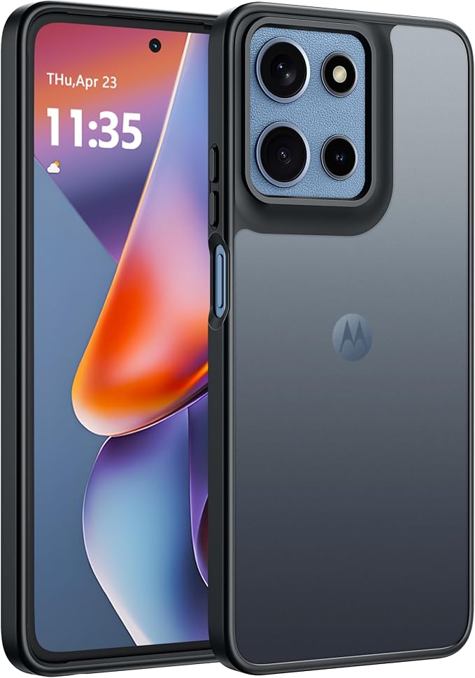 FNTCASE for Motorola Moto G-5G-2025 Case: Frosted Translucent Matte Slim Protective Phone Case - Shockproof Non Slip Anti-Fingerprint Hard Rugged Cell Cover (6.7 Inch/Black)