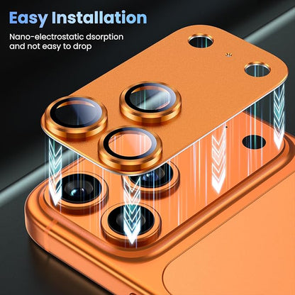 Uyiton Compatible with iPhone 17 Pro Camera Lens Protector - [Not Easy to Break][Strong Adsorption][Case-Friendly] Metal Tempered Glass Rear Camera Screen Cover - Cosmic Orange, 2 Packs