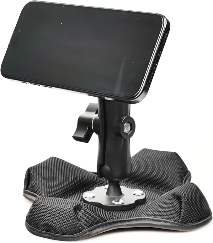 Magnetic Phone Holder for Desk&Car Dash,Aluminum Arm, Non-Slip Beanbag Base, 360° Rotation at 3 Points, Compatible with MagSafe iPhone 12-16 Series, Fits RAM B Size 1" Ball