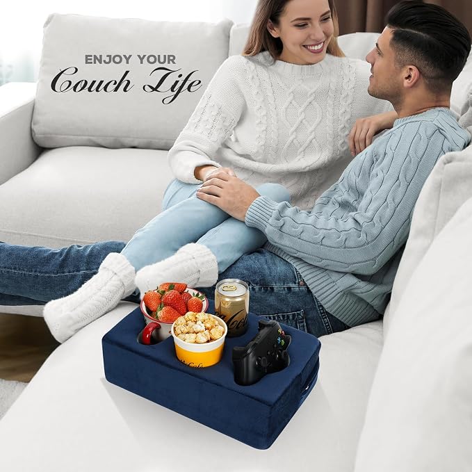 Couch Cup Holder Pillow,Couch Drink Holder,Rectangle Couch Caddy for Coffee Cup,Phone,Remote,Couch Cup Holder Tray for Bed,Car,Sofa,Table