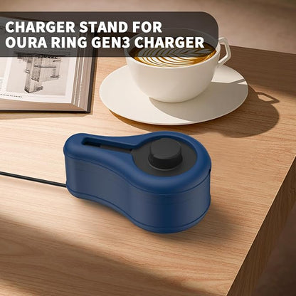 Silicone Charger Protector Cover for Oura Ring Gen3 Charger, Stand Case Compatible with Oura Ring Charger Size 6/7/8/9/10/11/12/13, Cover Case for Oura Ring Gen3 Charger Charger (Deep Blue)