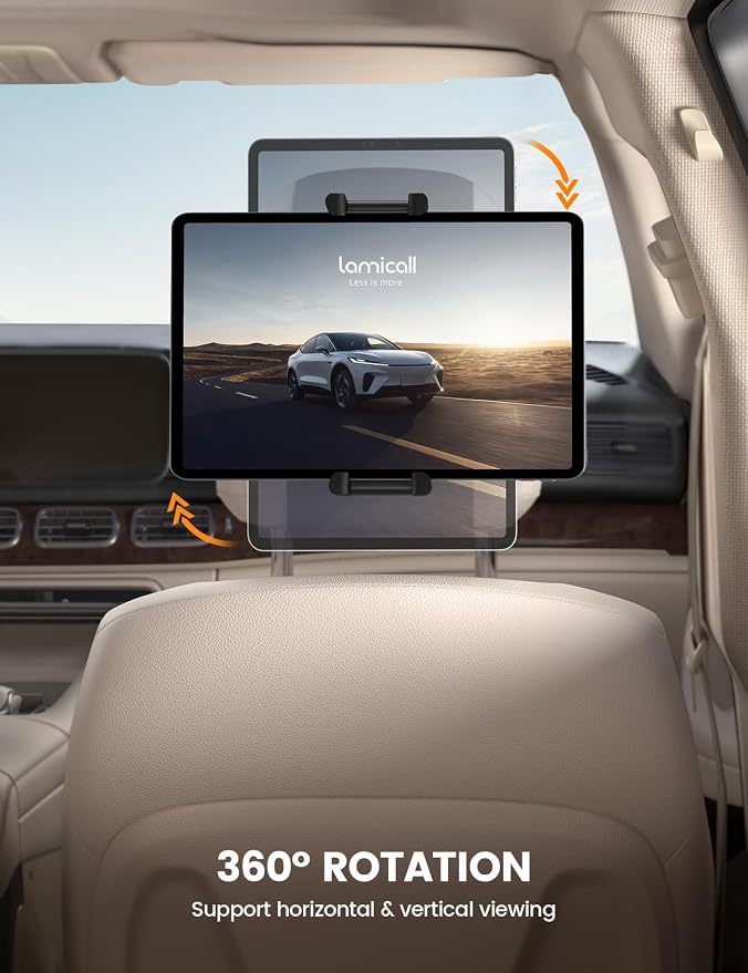 Lamicall 2 Pack Tablet Holder for Car Headrest - [Thick Case Friendly] Car Tablet Mount for Backseat, Road Trip Essentials for Kids, for iPad Pro, Air, Mini, Galaxy, Fire HD, 6.1-13" Tablets