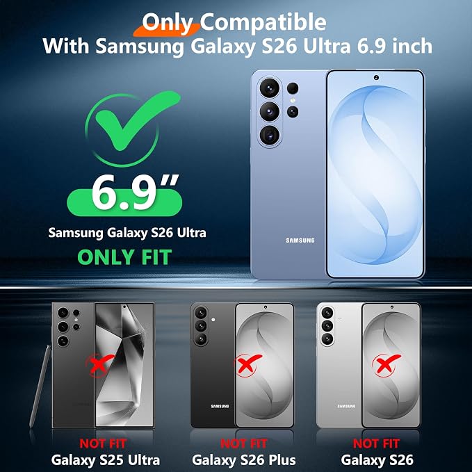 Temdan Designed for Samsung Galaxy S26 Ultra Case,[Built in Hidden Kickstand][Military Grade Drop Protection] [Never Yellowing] Slim Thin Phone Case for Galaxy S26 Ultra Case 6.9"- Crystal Clear