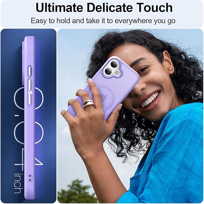 MOCCA Strong Magnetic for iPhone 16 Case, [Compatible with Magsafe][16FT Mil-Grade Drop Protection] Slim Thin Translucent Matte Protective Cover Case for iPhone 16 Phone Case 6.1", Light Purple
