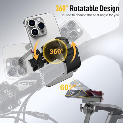 Moman Bike Phone Holder, PMS1 Universal Motorcycle Phone Mount【Unobstructed Lens】 360° Rotatable Quick Release Compatible with iPhone Samsung 4.5”-7.0” Phone, Motorcycle-Phone-Holder-Motorbike-Mount