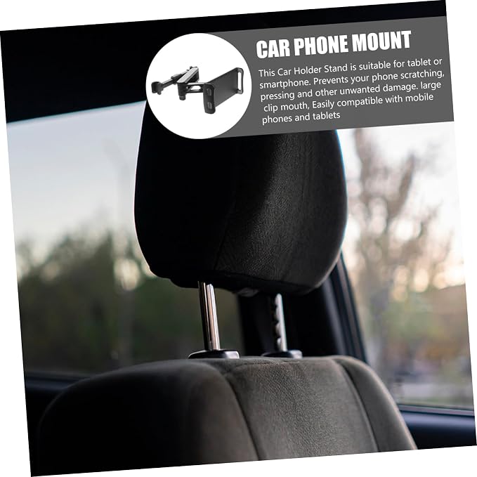 Homoyoyo 1pc Car Seat Headrest Phone Holder Tablet Mount for Rear Seat Compatible with Devices Sturdy Arm for Stability for Family Travel and Entertainment
