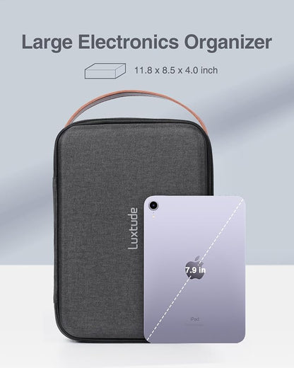 Large Electronics Organizer Travel Case for Chargers and Cords, Hard Case for Electronics, Travel Essentials for Chargers/Mouse/USB Drives/SD Cards, Tech Gifts (Case Only)