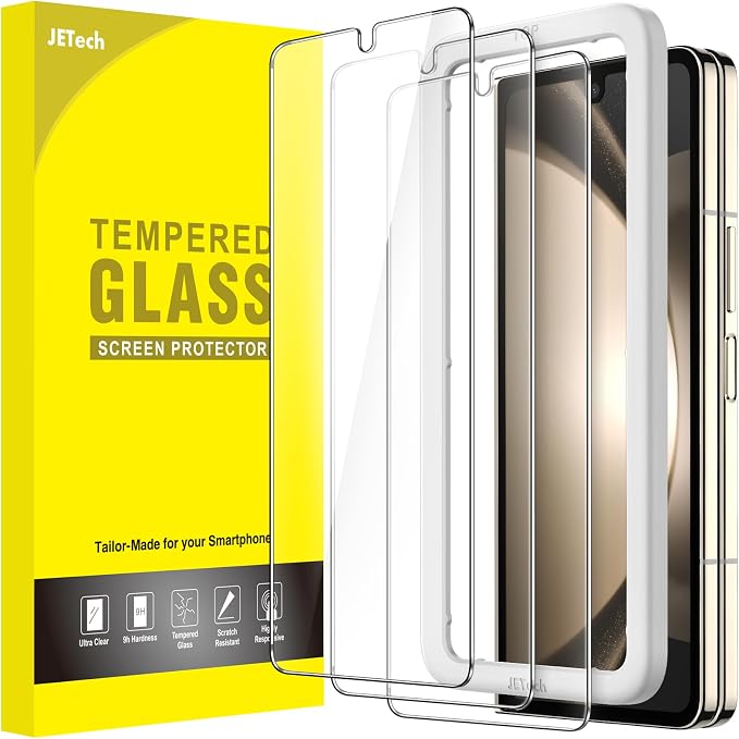 JETech Front Screen Protector for Samsung Galaxy Z Fold 5, 3-Pack | 9H Tempered Glass, HD Clear, Anti-Scratch Protection, Easy Installation Tool