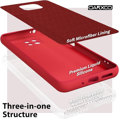 oakxco for Motorola Moto G Power 2021 Phone Case Liquid Silicone, Thin Slim Soft Rubber Gel TPU Plain Simple Cover for Women Girl Cute, Matte Solid Color, Red