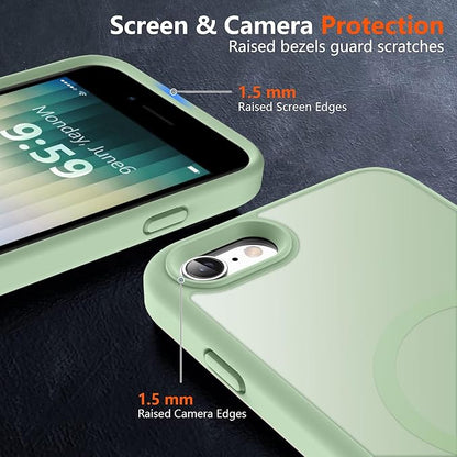 MOCCA Strong Magnetic for iPhone SE Case 2022/iPhone SE 2020 Case/iPhone 7 Case/iPhone 8 Case [Compatible with Magsafe] Slim Thin Translucent Matte Protective Cover Phone Case 4.7'', Light Green