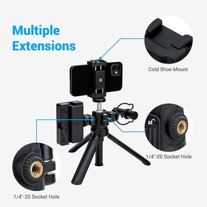 JJC 2 in 1 Extendable Mini Vlogging Tripod & Selfie Stick for Sony ZV-E10 II ZVE10 ZV-1F ZV1F ZV-1 II ZV1 RX100 VII A6100 A6400, Canon PowerShot V1 SX740 HS G7X Mark III II EOS R100 R50 R10 & More