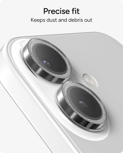 ZAGG iPhone Camera Lens Protector for iPhone 17/16/ 16 Plus - Silver Glitter, Camera Ring, Maximum Impact & Scratch Protection, Anti-Reflective Technology, Smudge-Resistant, Precise Fit, Glass Elite