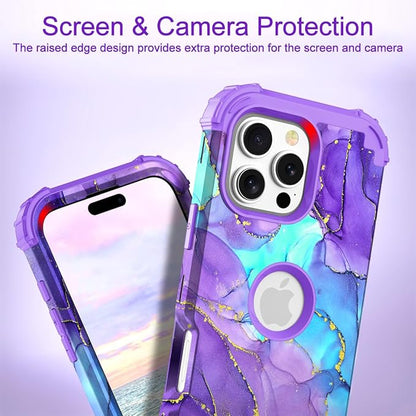 Hocase for iPhone 16 Pro Max Case, Heavy Duty Shockproof Protection Soft Silicone Rubber+Hard Plastic Bumpers Hybrid Protective Case for iPhone 16 Pro Max 2024 - When Purple Meets Blue