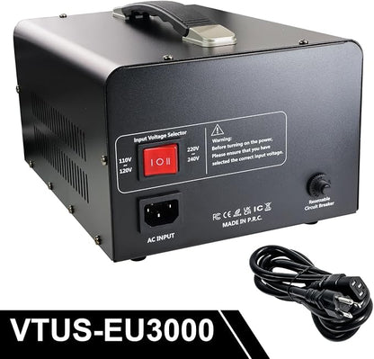Yinleader 3000W Voltage Converter Transformer(110V to 220V,220V to 110V) | Step Up/Down Converter 110/120 Volt - 220/240 Volt w/US Standard Power Cord,Circuit Breaker Protection (VTUS-EU3000)