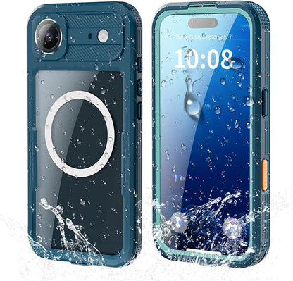 Guppy for iPhone 17 Air Magnetic Waterproof Case, Built-in Screen Protector [IP68 Waterproof][14FT Military Drop Proof] 360° Full Body Protection Dustproof Shockproof Heavy Duty Rugged Case, Cyan