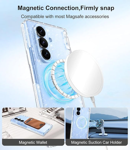 Btscase for Samsung Galaxy Z Fold 8 Ultra Case,Built in Front Screen Protector,[Compatible with MagSafe] Marble Hard PC Slim Shockproof Full Body Drop Protective Case for Z Fold 8 Ultra, Clear Glitter