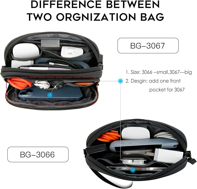 BANGE Travel Cable Organizer Pouch，Water Resistant Tech Accessories Bag Carry Storage，Electronic Organizer Accessory Case for Charger, Cables, Power Bank, Hard Drive, Cords