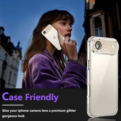 Camera Lens Protector for iPhone Air, Bling Glitter Camera Cover with 9H Tempered Glass Metal Ring, Anti-Scratch Lens Protector for iPhone 17 Air (Glitter - Gold)