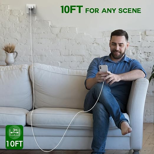 iPhone 16 15 Charger Fast Charging,3Pack 20W USB C Charger Type C Chargers Plug Wall Chargers 10FT USB-C Woven Charge Cable for iPhone 16e/16 Pro Max/16Pro/16 Plus/15 ProMax/iPad Pro/Air/Mini,AirPods