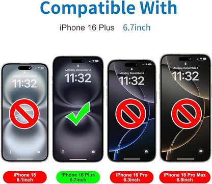 Mothca 2 Pack Matte Glass Screen Protector for iPhone 16 Plus [6.7 inch] + 2 Pack Camera Lens Protector, Anti-Glare & Anti-Fingerprint Case Friendly Tempered Glass Film, Bubble Free, Smooth as Silk