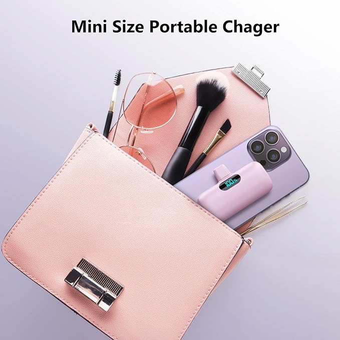 Mini Portable Charger for iPhone 14/13 Series,Upgraded 5000mAh PD Fast Charging Battery Pack,LCD Display Cute Power Bank Portable Phone Charger for iPhone 14/14 Pro Max/13/12 Pro/11/XS/XR/X/8/7/6