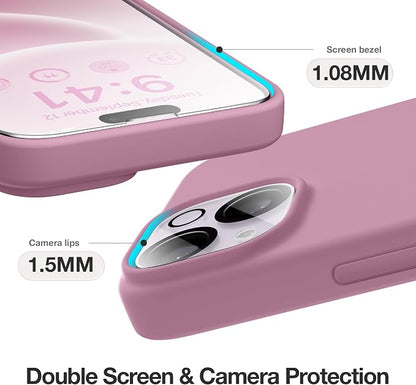 GONEZ Magnetic for iPhone 14 Case, Compatible with Magsafe, with Screen Protector + Camera Protector, Anti-Scratch Microfiber Lining, Liquid Silicone Shockproof Protective Phone Case, Blackcurrant