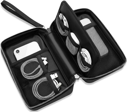 Fireproof Electronics Organizer Travel Case, Black | Water Resistant Tech Accessories Pouch, Explosion-proof Cord Storage Bag, Fireproof Zipper for Phone, Power Bank, Cables, USB
