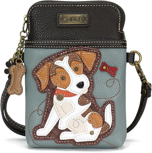 CHALA Dog Collection Cell Phone Crossbody Purse-Women PU Leather/Canvas Multicolor Handbag with Adjustable Strap