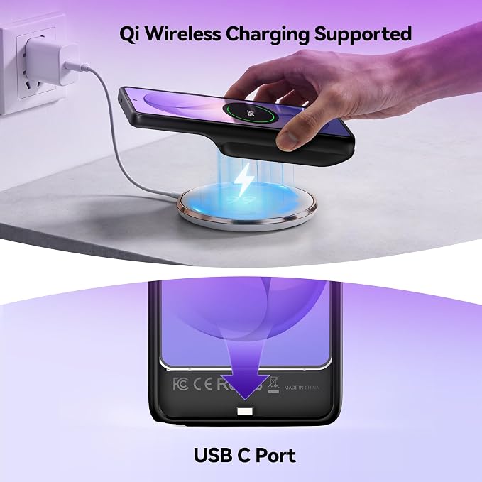 NEWDERY for Samsung Galaxy S26 Ultra/S25 Ultra Battery Case,9500mAh Qi Wireless Charging Supported,Portable Protective Charger Case with Extended Battery Pack for Galaxy S26 Ultra&S25 Ultra 6.9"