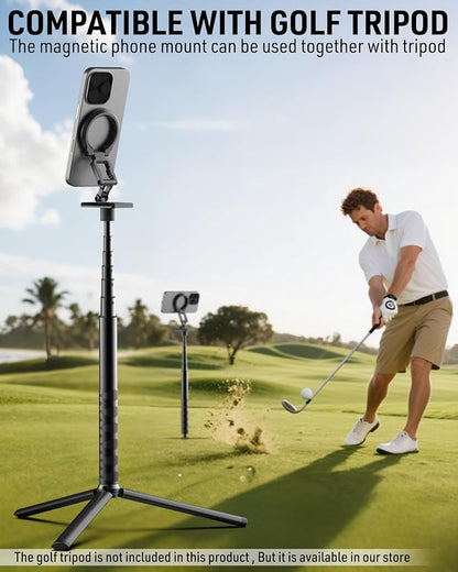 Dual Magnetic Phone Holder Gym Magnetic Stand,Tripod Phone Mount (1/4'' Hole& ARCA-Swiss),Portable Phone Grip for iPhone 12/13/14/15/16/17-Desk/Car/Gym/Golf Cart/Airplane Use Stand (Black)