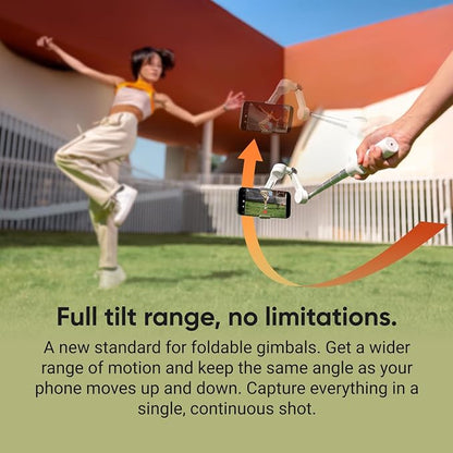 Insta360 Flow 2 Pro White - Industry-First AI Phone Gimbal with Apple DockKit, Pioneering 360º Pan Tracking, Free Tilt, Built-in Tripod/Selfie Stick, Portable Vlog/Travel Stabilizer