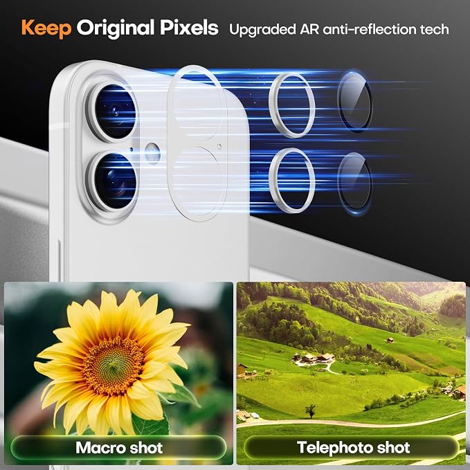 Jeluse Compatible with iPhone 17 Camera Lens Protector, Metal Aluminum Alloy Ultra Clarity Tempered Glass Camera Screen Protector