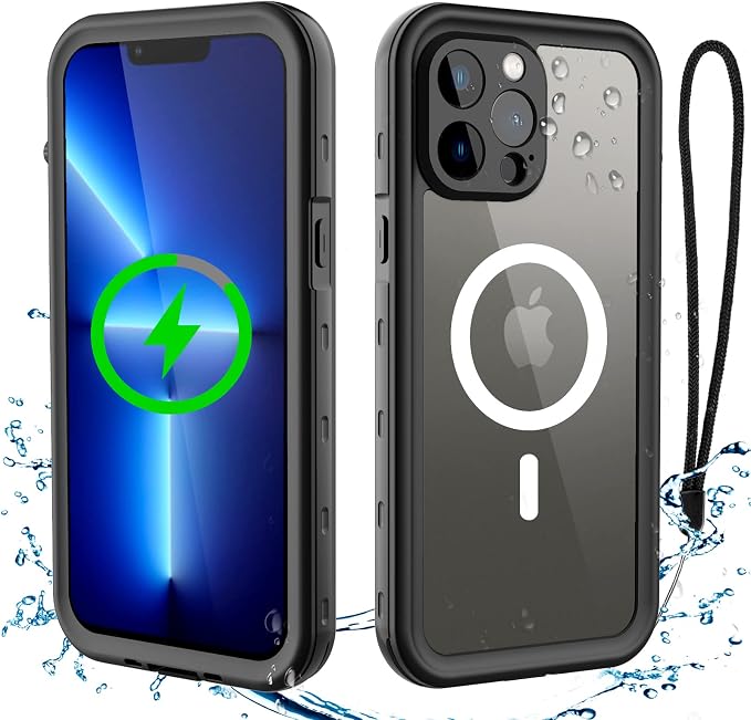 Waterproof Phone Case Compatible with iPhone 13 Pro Max, IP68 Waterproof Shockproof Dust-Proof Phone Case with Built in Screen Protector, Full Body Protective Case (Clear, iPhone 13 Pro Max)