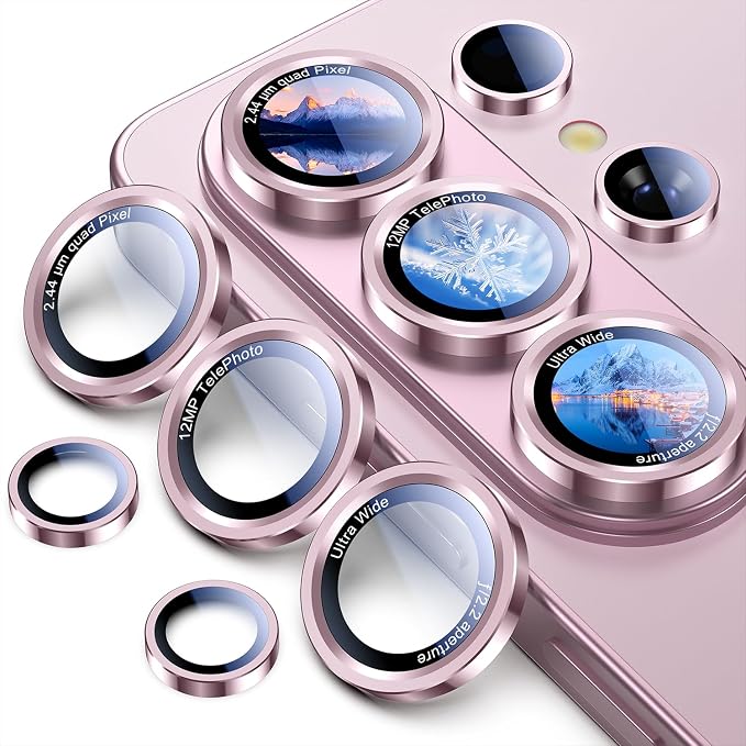 Uyiton for Samsung Galaxy S26 Ultra Camera Lens Protector - [Case-Friendly][Not Easy to Break][Ultra-Thin] Military-Grade Tempered Glass with Aluminum Metal Rear Camera Screen Cover - Pink