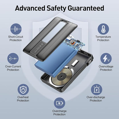 2026 Latest Magnetic Wireless Portable Charger Power Bank - 10000mAh 22.5W PD Fast Max Charging with Built-in LED Display, Magnetic Battery Pack for iPhone 17/16/15/14/13/12/Pro/Mini/Pro Max