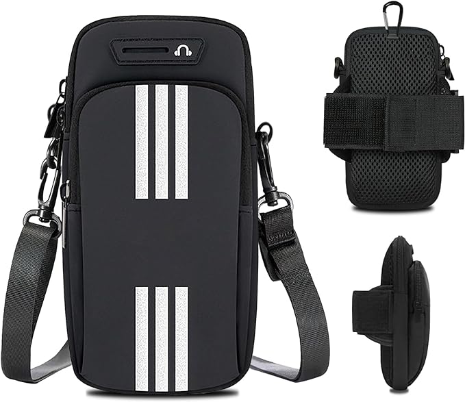 Phone Holder for Running Armband Cell Phone Purse Crossbody for Women Men Kids,iPhone 17 16 15 14 13 12 11 Pro Max Xs 16e Xr X 8 7 Plus Mini Pouch,Galaxy S26 S25 S24 Ultra Note Arm Bag Black