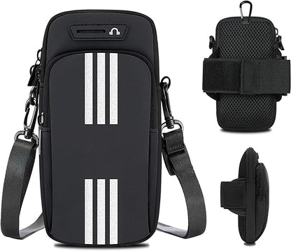 Phone Holder for Running Armband Cell Phone Purse Crossbody for Women Men Kids,iPhone 17 16 15 14 13 12 11 Pro Max Xs 16e Xr X 8 7 Plus Mini Pouch,Galaxy S26 S25 S24 Ultra Note Arm Bag Black